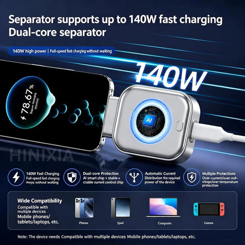 محول شحن مغناطيسي USB-C سريع بقوة 140 واط
